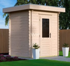 Tiny wooden summerhouse with a flat roof