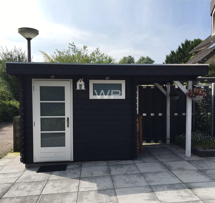 black garden office with flat roof -black-garden-office-woodpro-modern-line