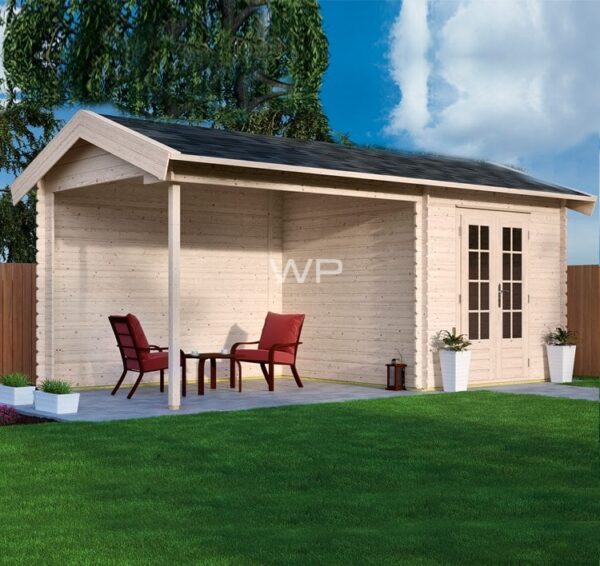 Wooden summer house with an apex roof