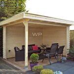 Wooden veranda with sides and flat roof