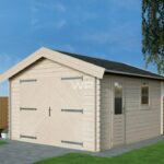 Wooden garage with an apex roof