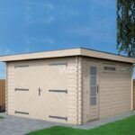 Wooden garage with a flat roof