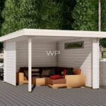 This veranda has an flat roof and 1 window