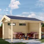 Wooden gazebo with an apex roof