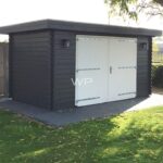 Wooden garage with a flat roof