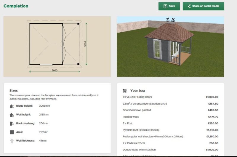 Woodpro 3D-configurator preview, completion stage.