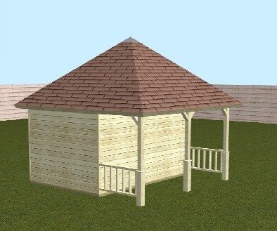 Woodpro pyramid roof summerhouse 3D-configurator preview.