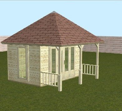 Woodpro Prima system summerhouse 3D-configurator preview.