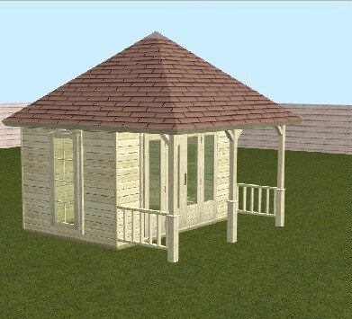 Woodpro Prima system summerhouse 3D-configurator preview.